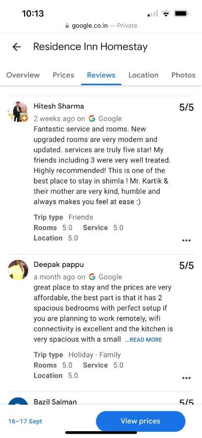 Residence Inn Homestay Шимла Экстерьер фото