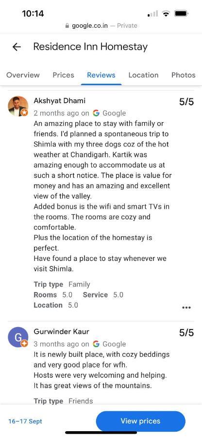 Residence Inn Homestay Шимла Экстерьер фото